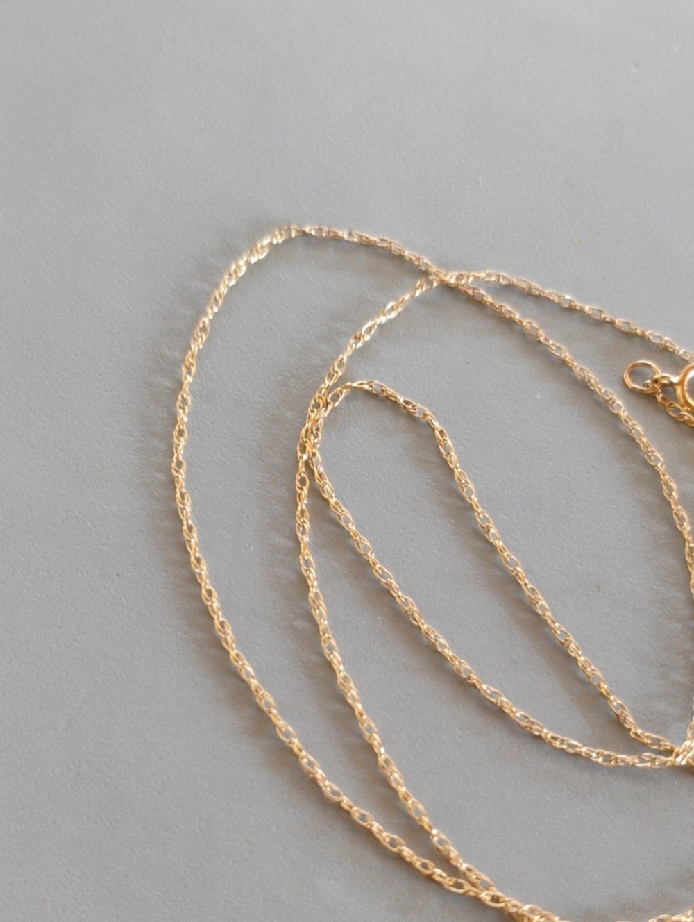 Rope Chain 14 K Gold Necklace Spring Ring - Picture 3 of 11